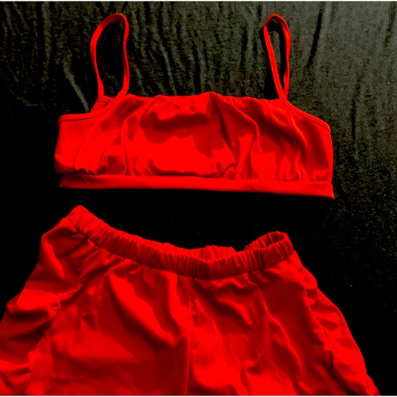 Orange bandeau top bikini shorts combo - Picture 1 of 6